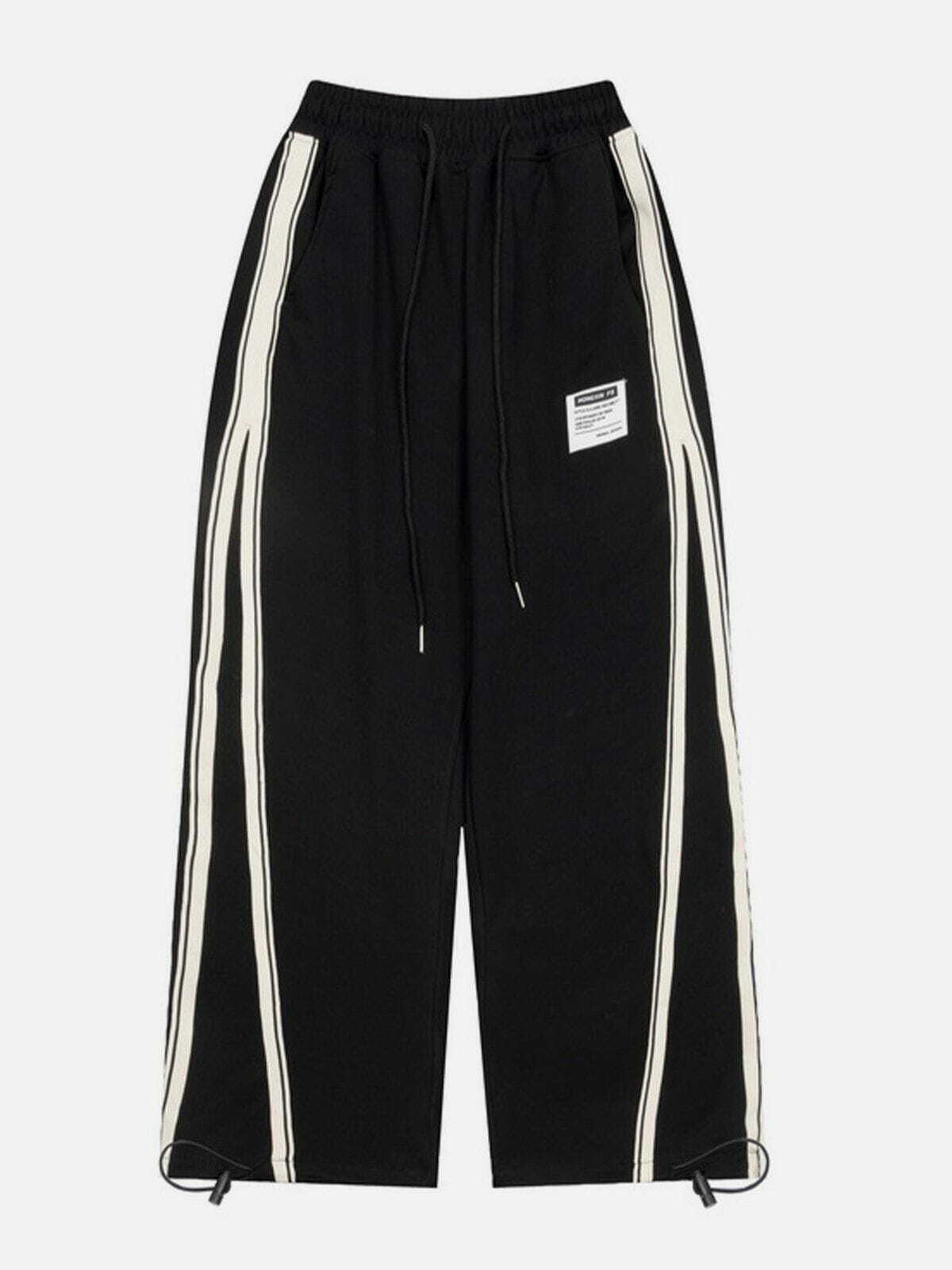 Y2K Striped Drawstring Sweatpants - Retro 90s Grunge Summer Outfit for Y2K Vibes