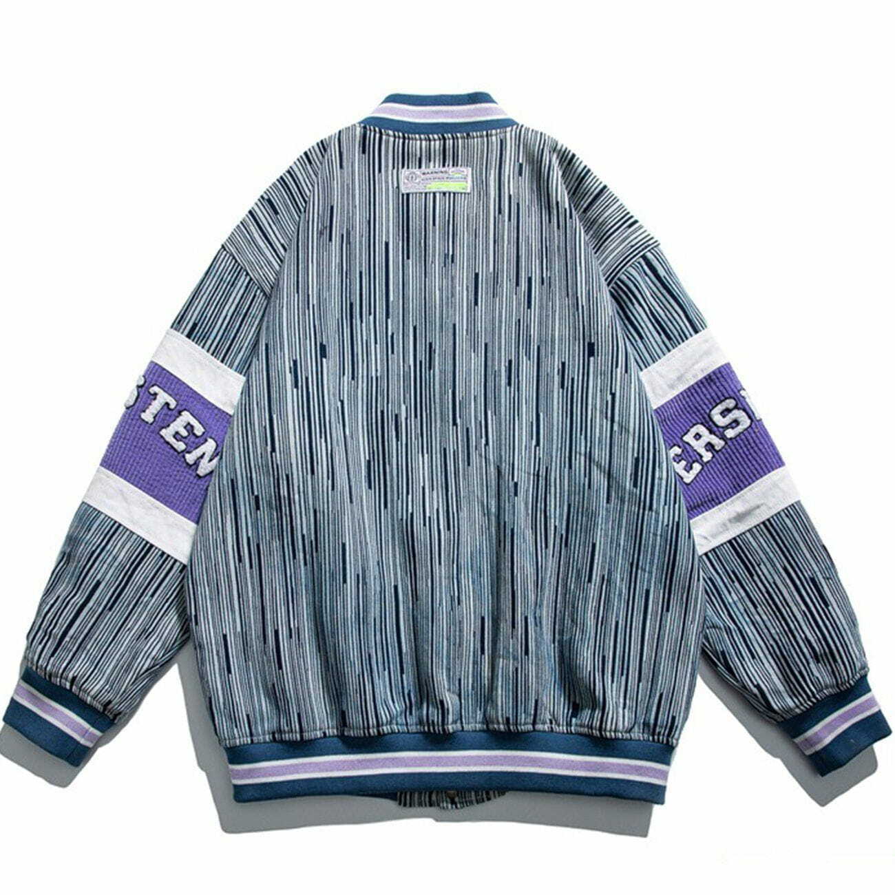 Y2K Striped Embroidered Jacket - Retro 90s Grunge Outfit for Summer Parties & Festivals