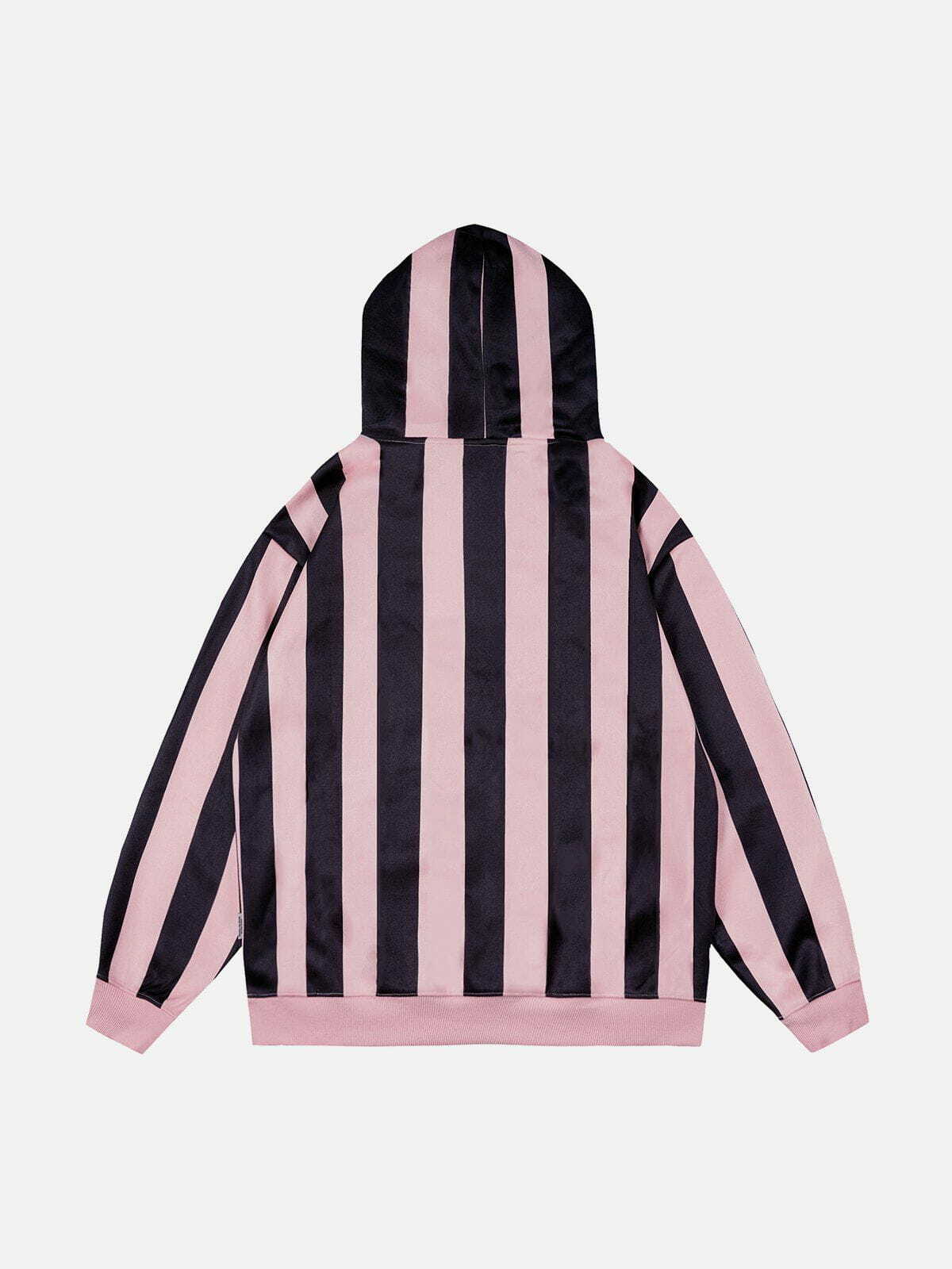 Y2K Striped Embroidery Hoodie - Retro 90s Grunge Style for Summer Outfits & Parties