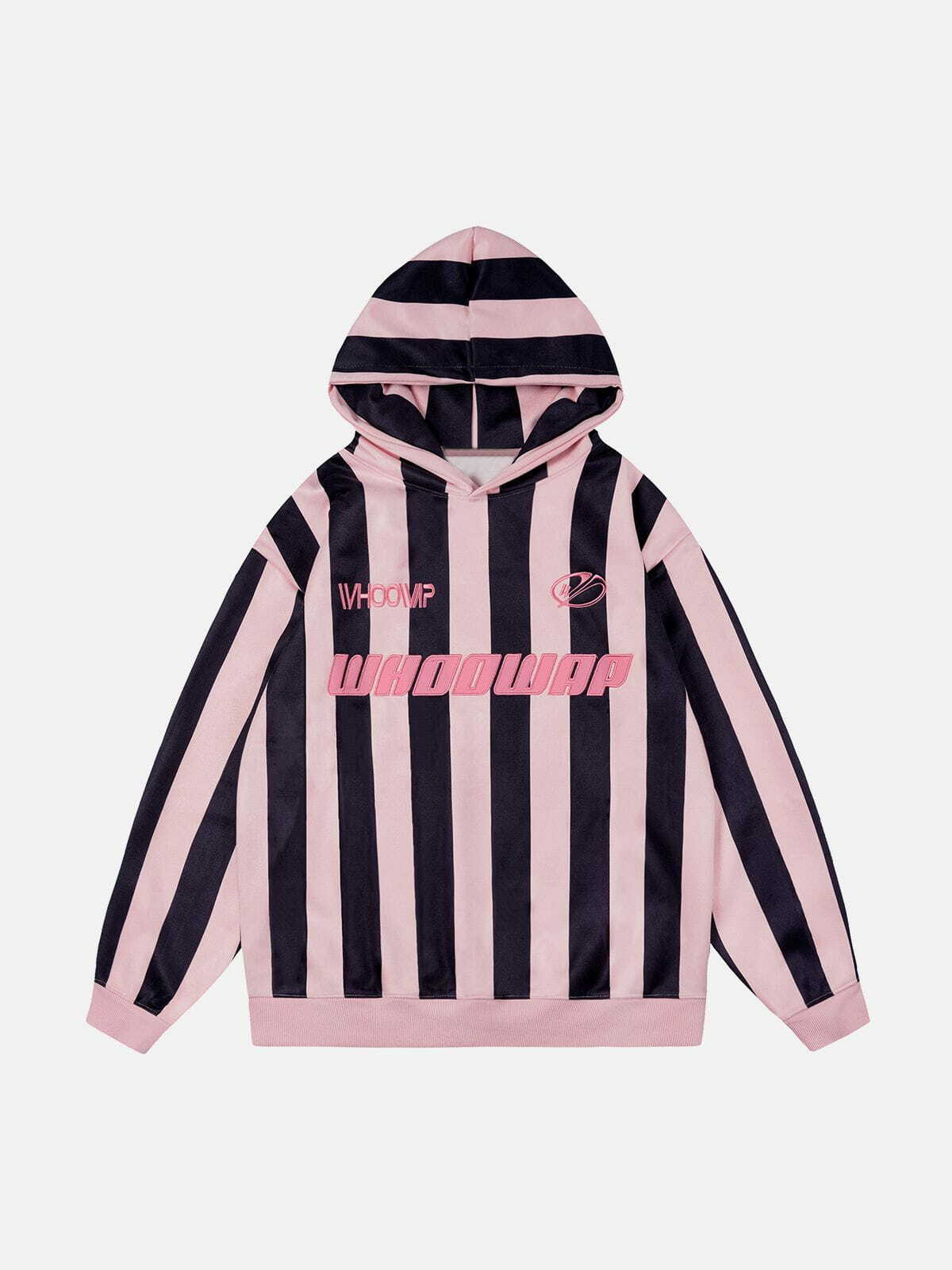 Y2K Striped Embroidery Hoodie - Retro 90s Grunge Style for Summer Outfits & Parties