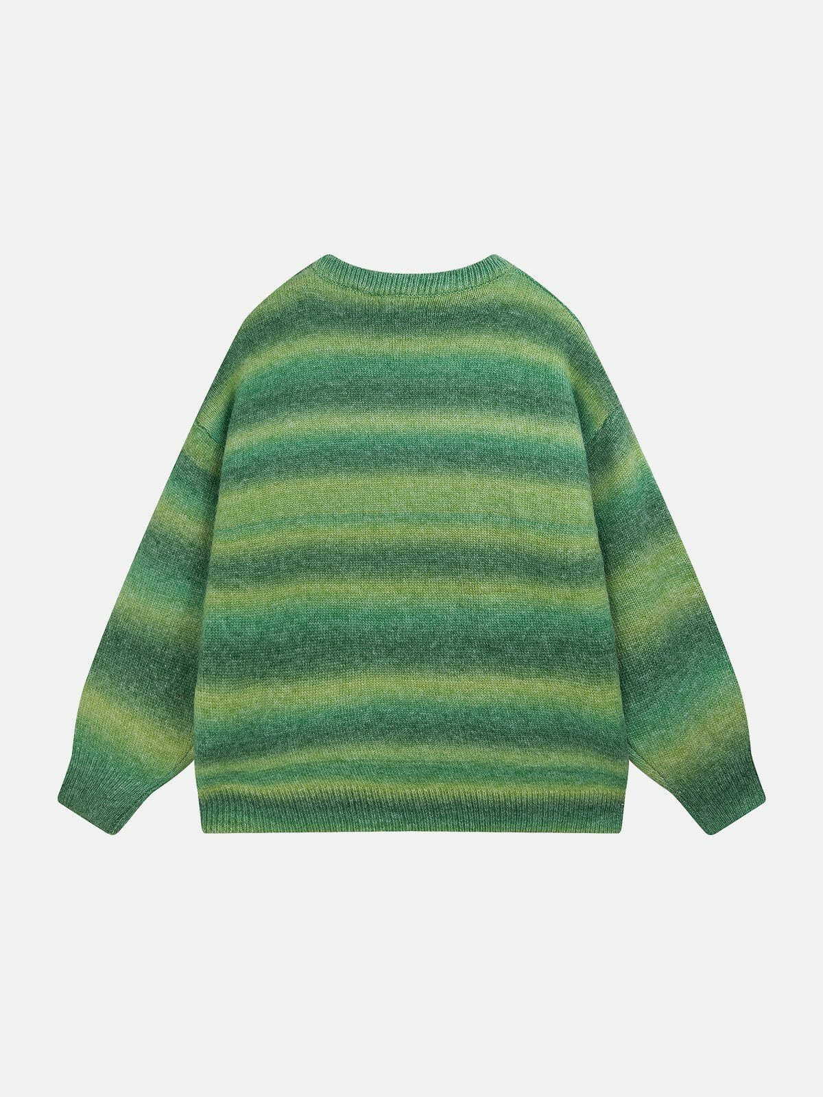 Y2K Striped Gradient Sweater - Retro 90s Grunge Top for Summer Outfits & Party Looks