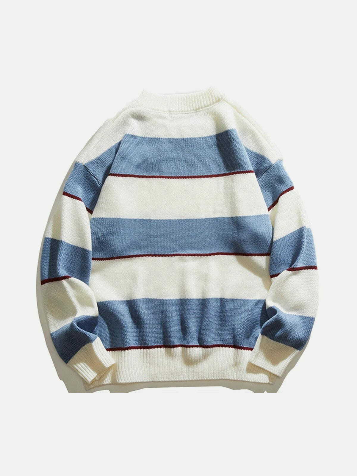 Y2K Striped Knit Sweater - Retro 90s Grunge Top for Summer Parties & Casual Outfits