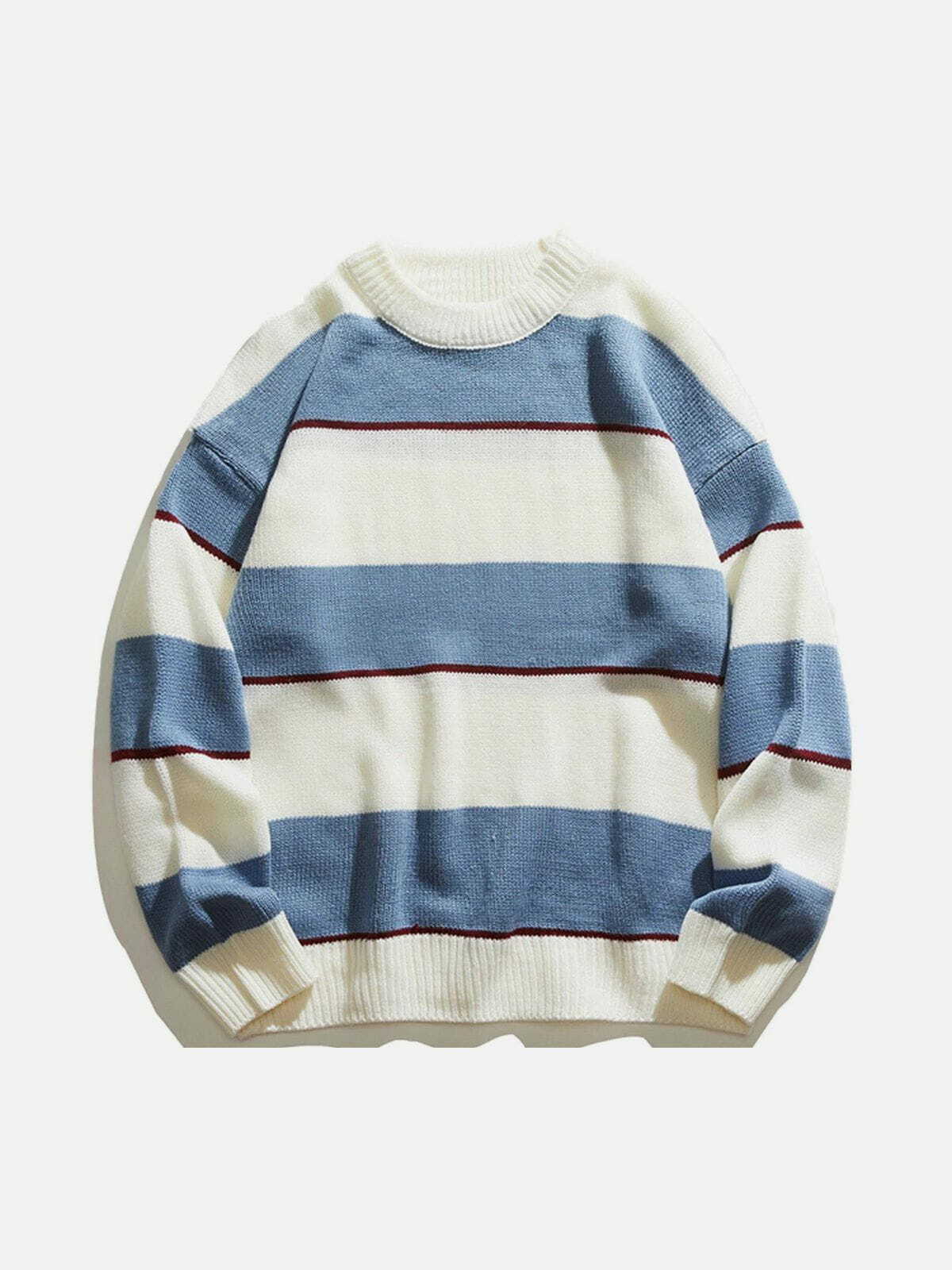 Y2K Striped Knit Sweater - Retro 90s Grunge Top for Summer Parties & Casual Outfits