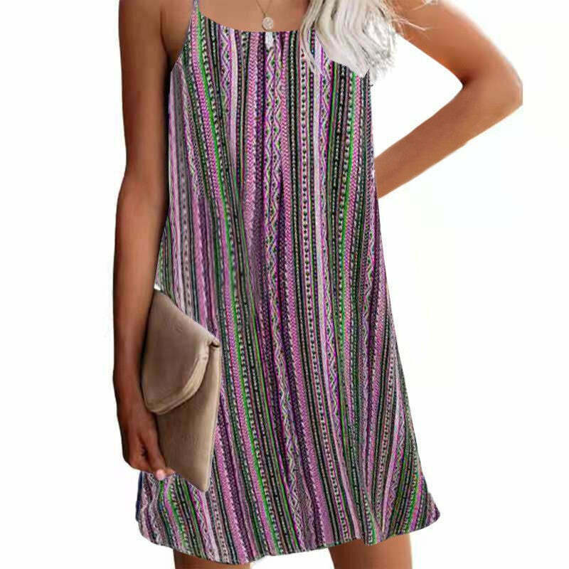 Y2K Striped Mini Dress with Spaghetti Straps - Cute Coquette Aesthetic Summer Fashion