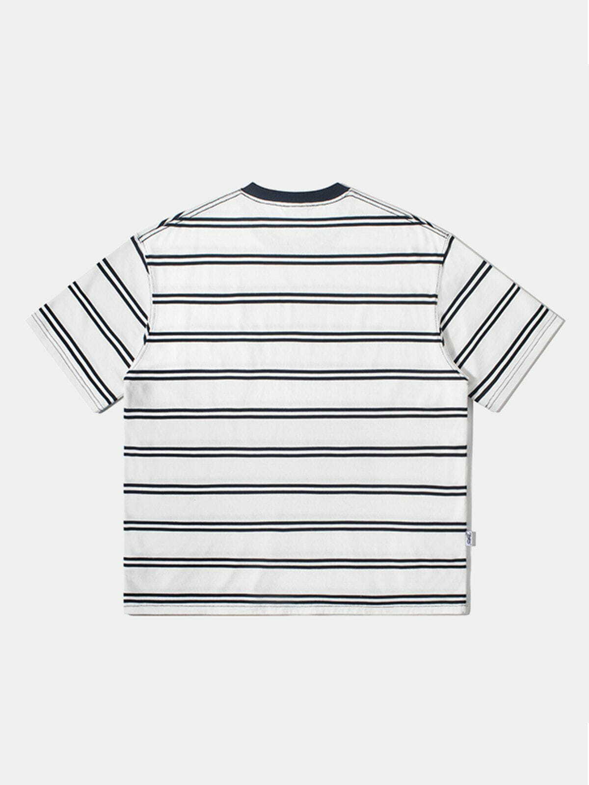 Y2K Striped Patch Pocket Tee - Retro 90s Grunge Summer Outfit for Y2K Fashion Lovers