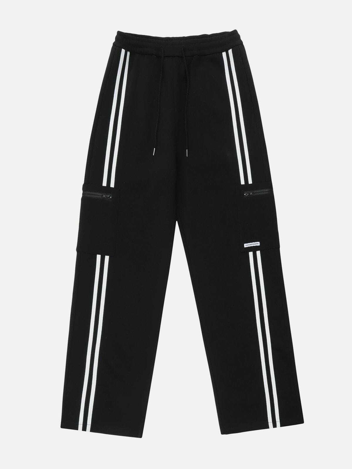 Y2K Striped Side Pockets Sweatpants - Retro 90s Grunge Outfit for Summer Parties