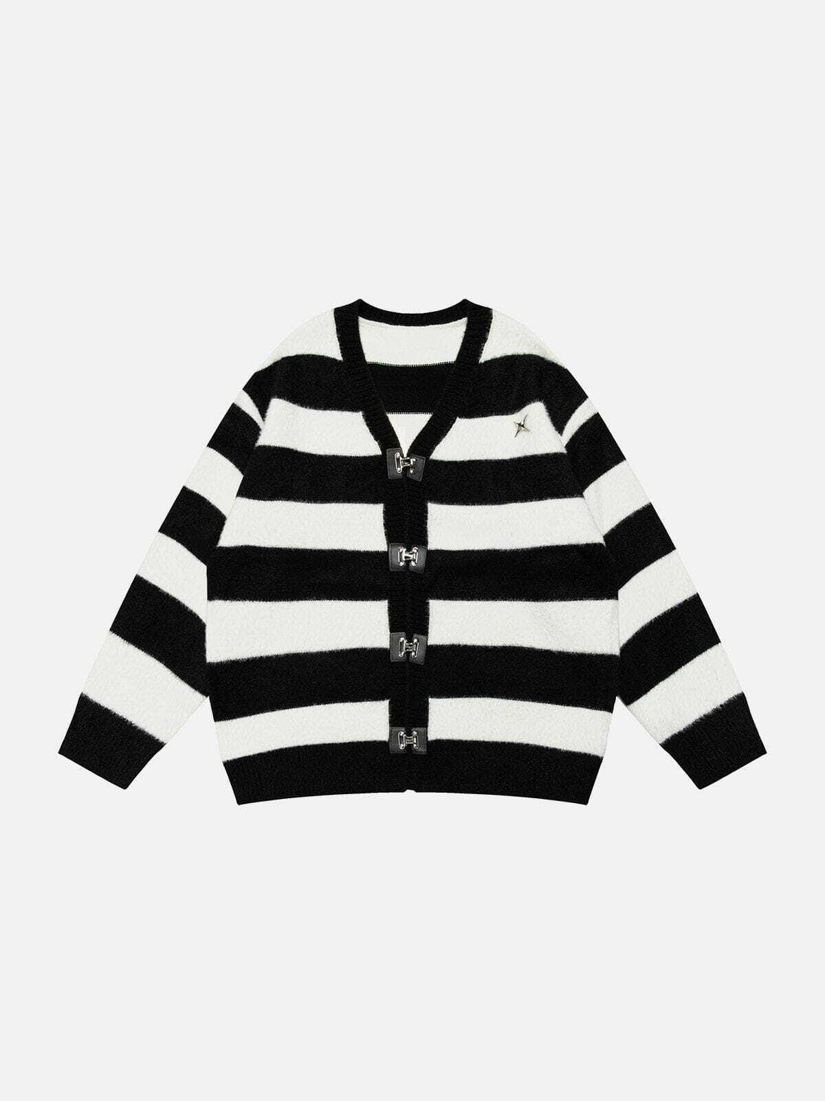 Y2K Stripes Mohair Cardigan - Retro 90s Grunge Summer Outfit for Y2K Fashion Lovers