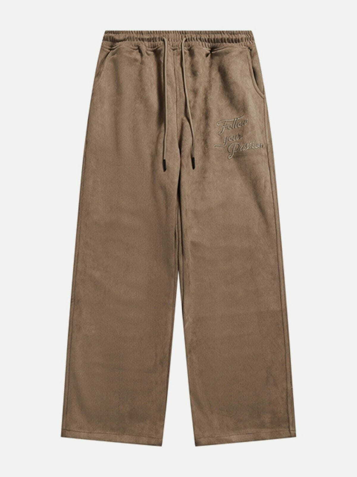 Y2K Suede Drawstring Pants - Retro 90s Grunge Outfit for Summer Parties & Casual Looks