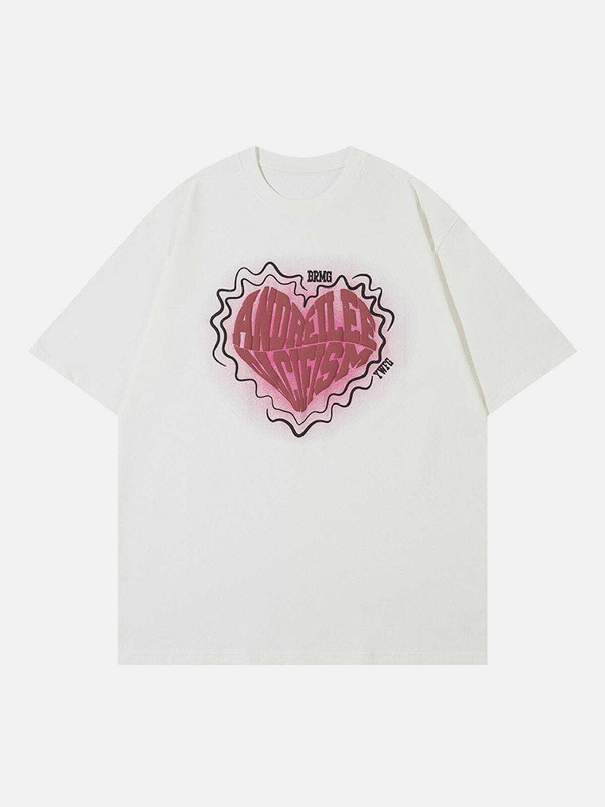 Y2K Suede Foam Heart Print Baby Tee - Retro 90s Grunge Summer Outfit for Women