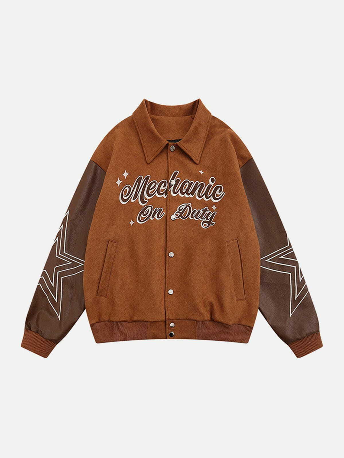 Y2K Suede Patchwork Varsity Jacket - Retro 90s Grunge Outfit for Summer Parties & Clubbing