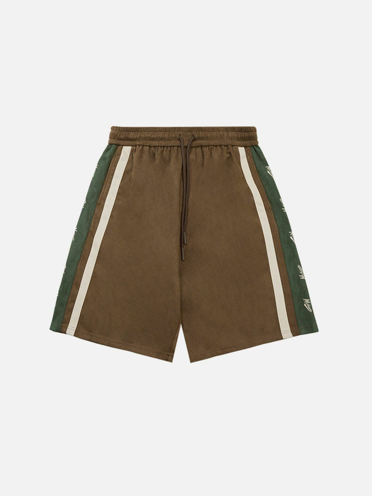 Y2K Suede Side Stripes Shorts - Retro 90s Grunge Summer Outfit for Y2K Vibes