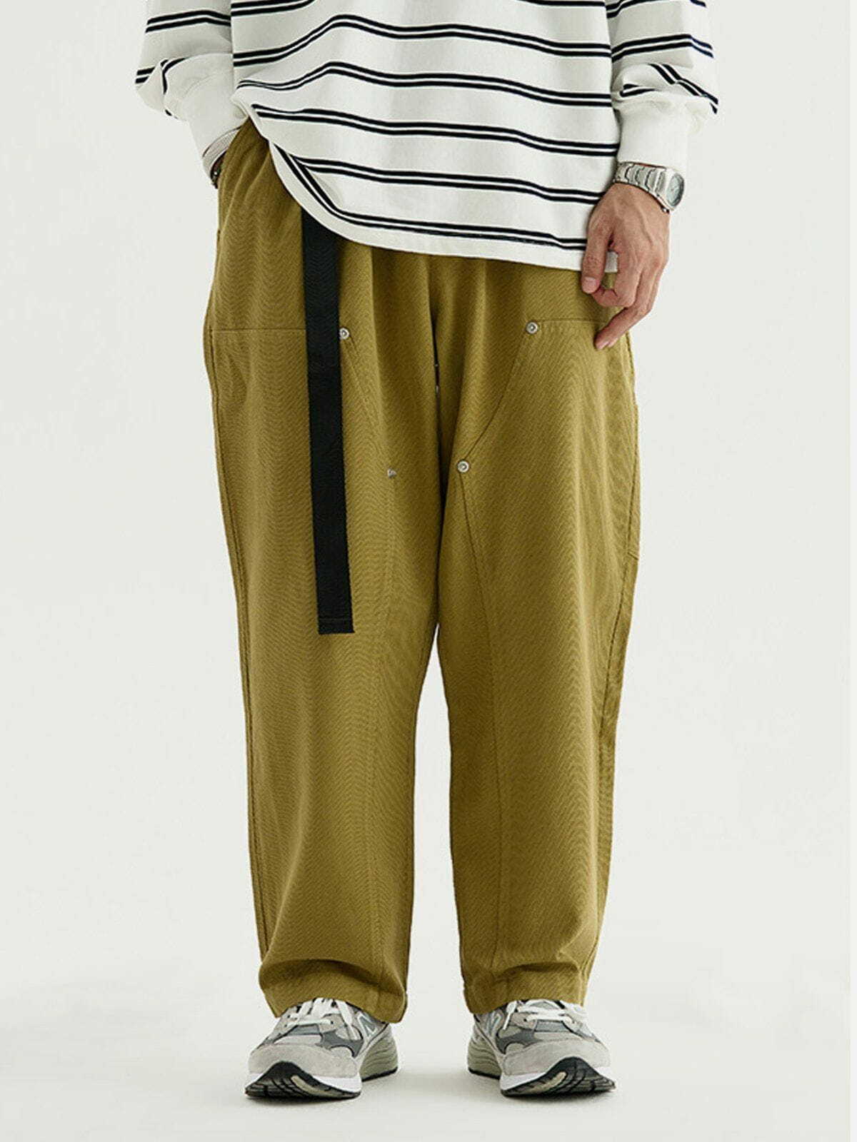 Y2K Summer Cargo Pants with Solid Color Straps - Retro 90s Grunge Outfit Essential