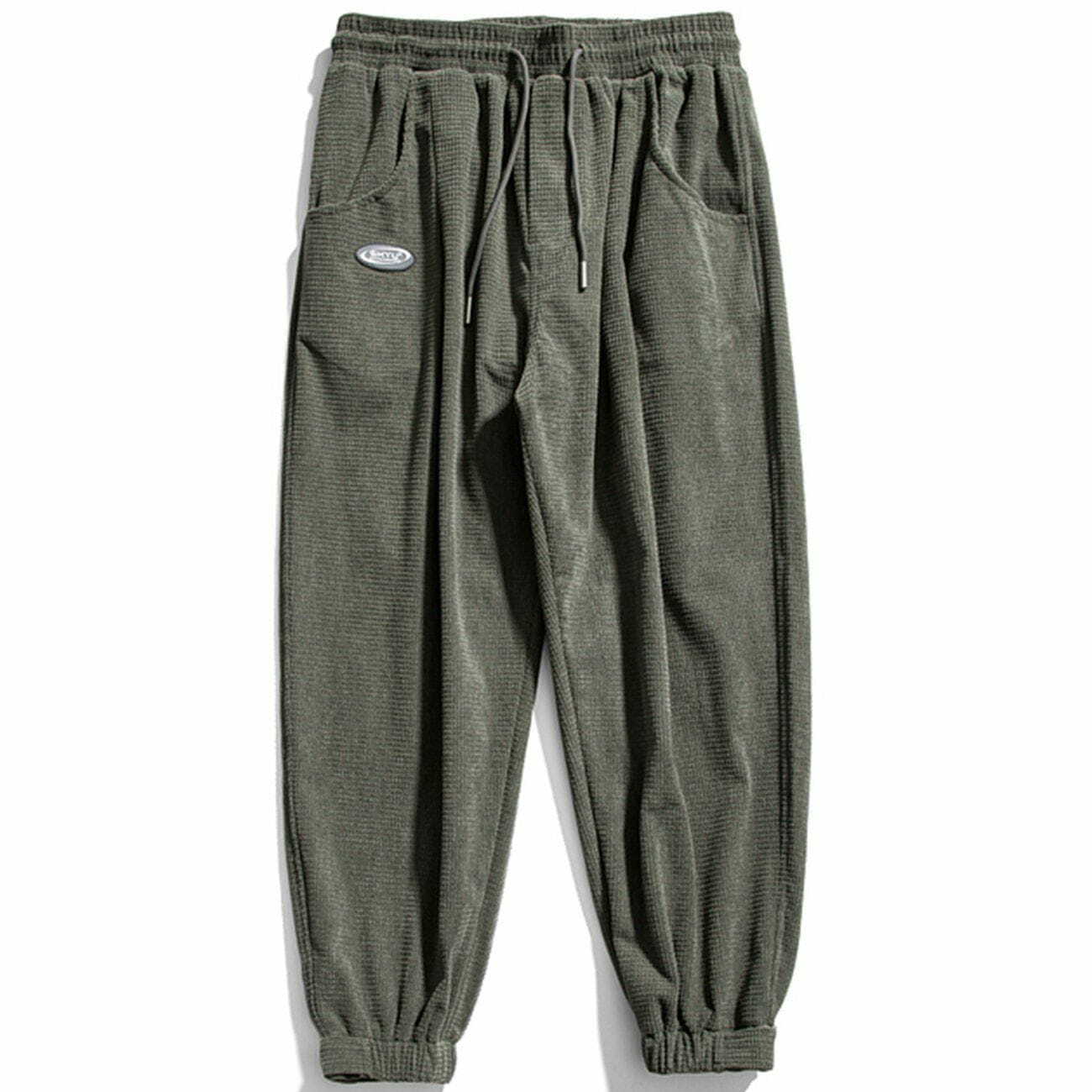 Y2K Summer Corduroy Joggers - Retro 90s Grunge Outfit for Y2K Fashion Lovers