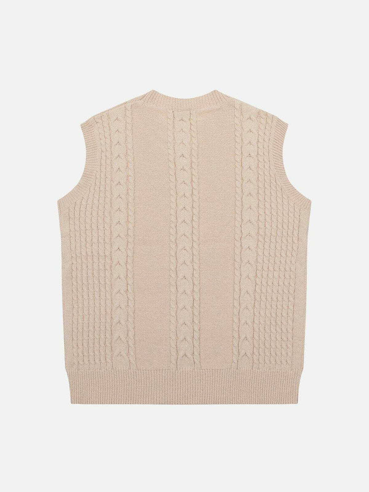 Y2K Sunflower Embroidered Sweater Vest - Retro 90s Grunge Outfit for Summer Parties