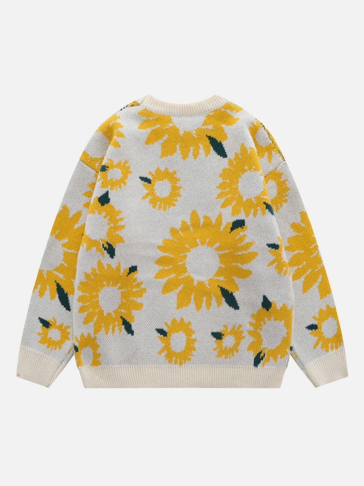 Y2K Sunflower Flocking Print Sweater - Retro 90s Grunge Outfit for Summer Parties