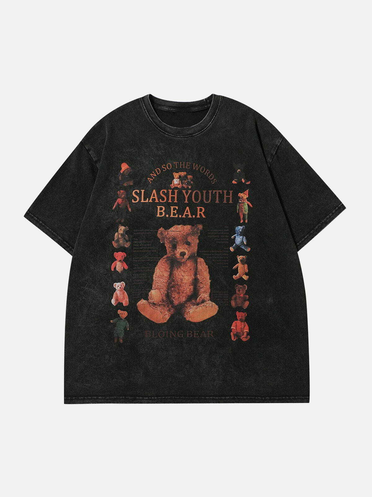 Y2K Teddy Bear Print Gradient Tee - Retro 90s Grunge Summer Outfit for Women