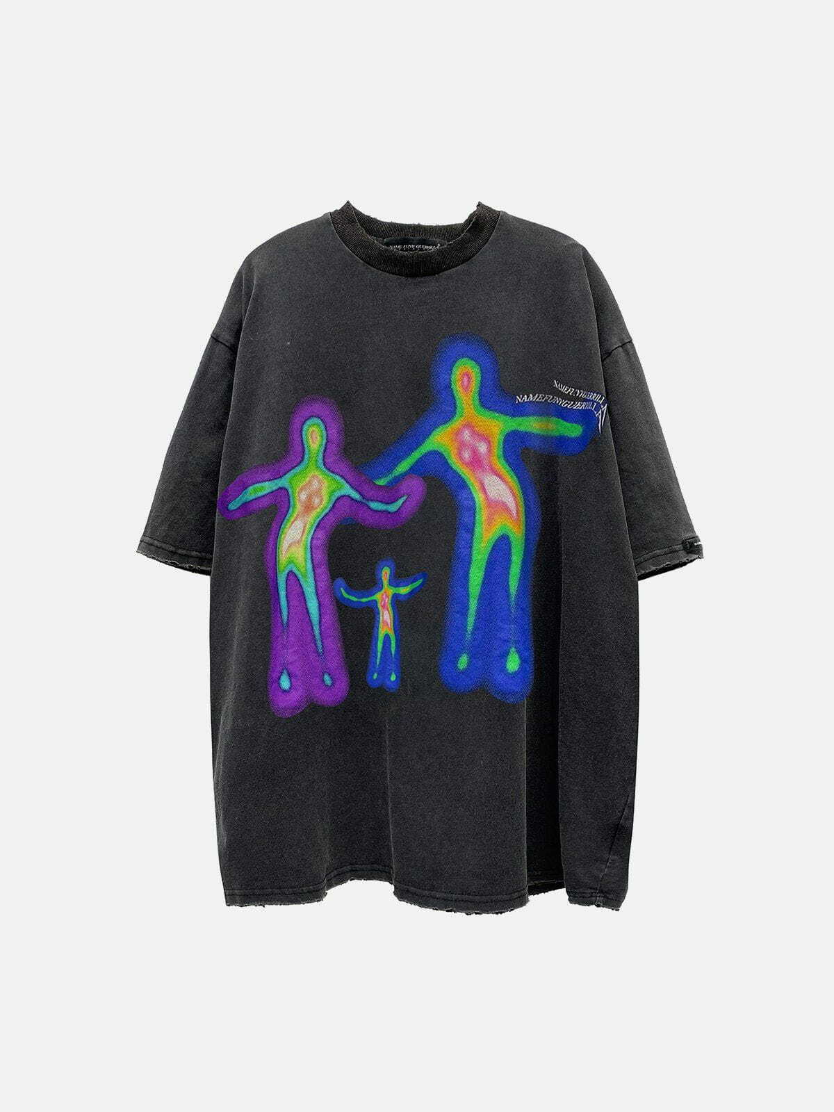 Y2K Thermal Imaging Print Tee - Retro 90s Grunge Top for Summer Party Outfits