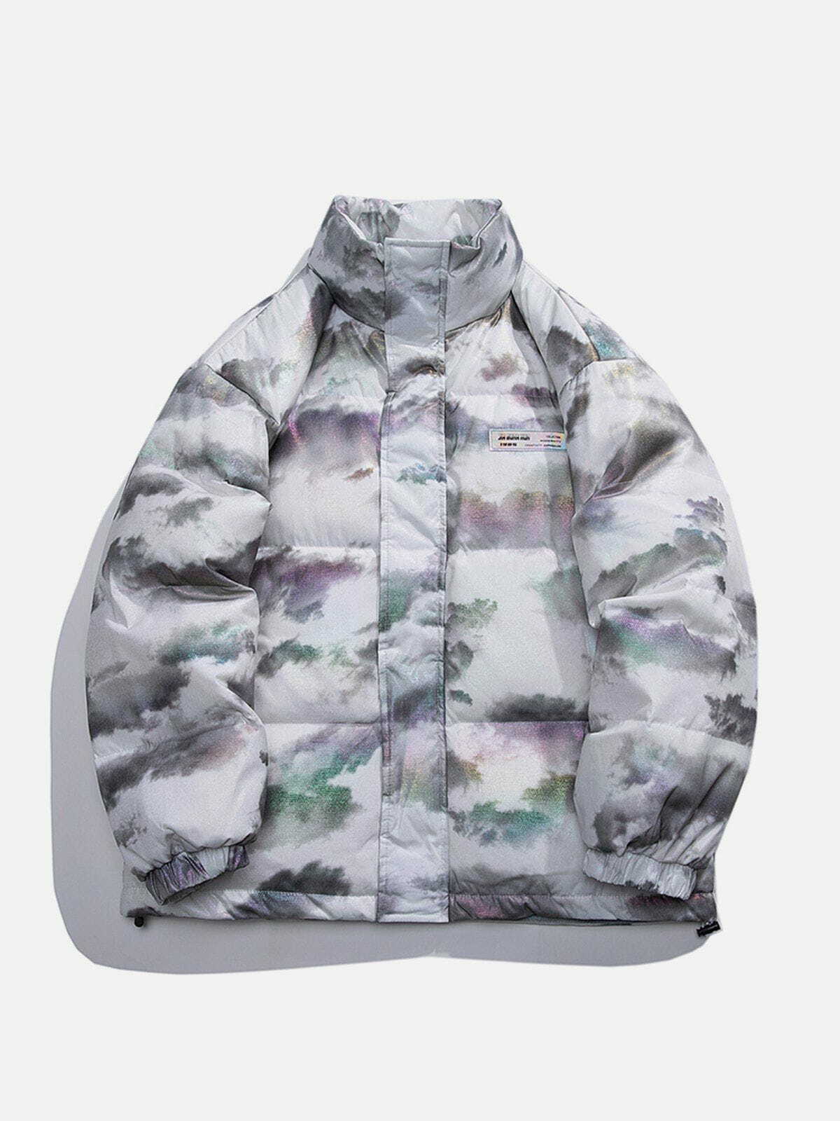 Y2K Tie Dye Camouflage Jacket - Retro Grunge Winter Coat for Y2K Summer Outfits