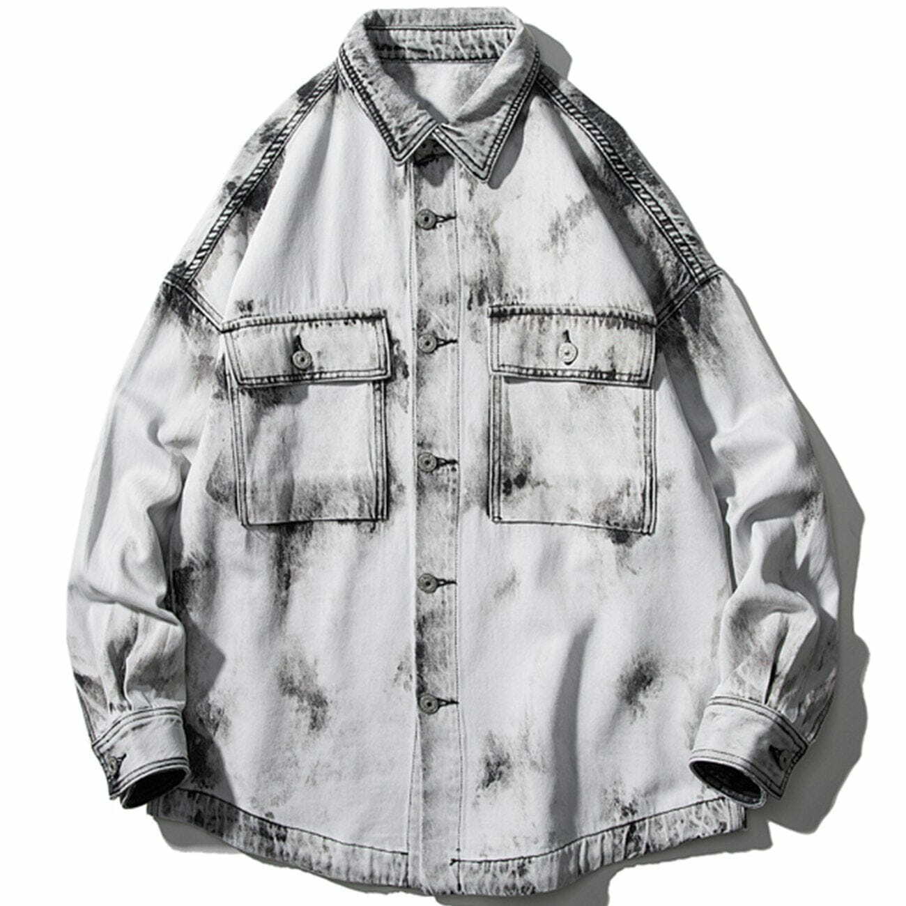 Y2K Tie Dye Denim Jacket - Retro Grunge Summer Outfit for 90s Party Vibes