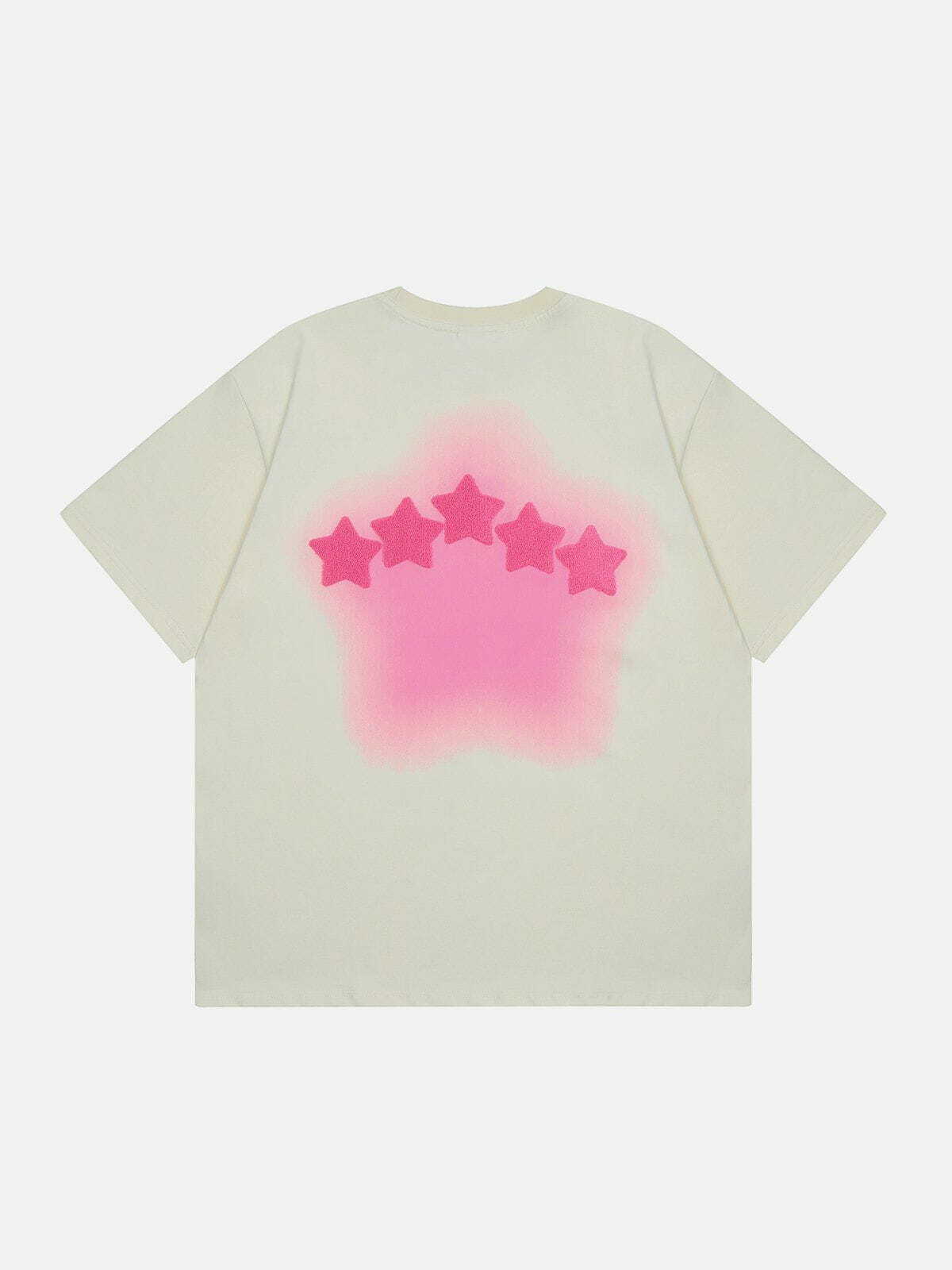 Y2K Tie Dye Flocked Star Tee - Retro 90s Grunge Top for Summer Party Outfits & Club Looks