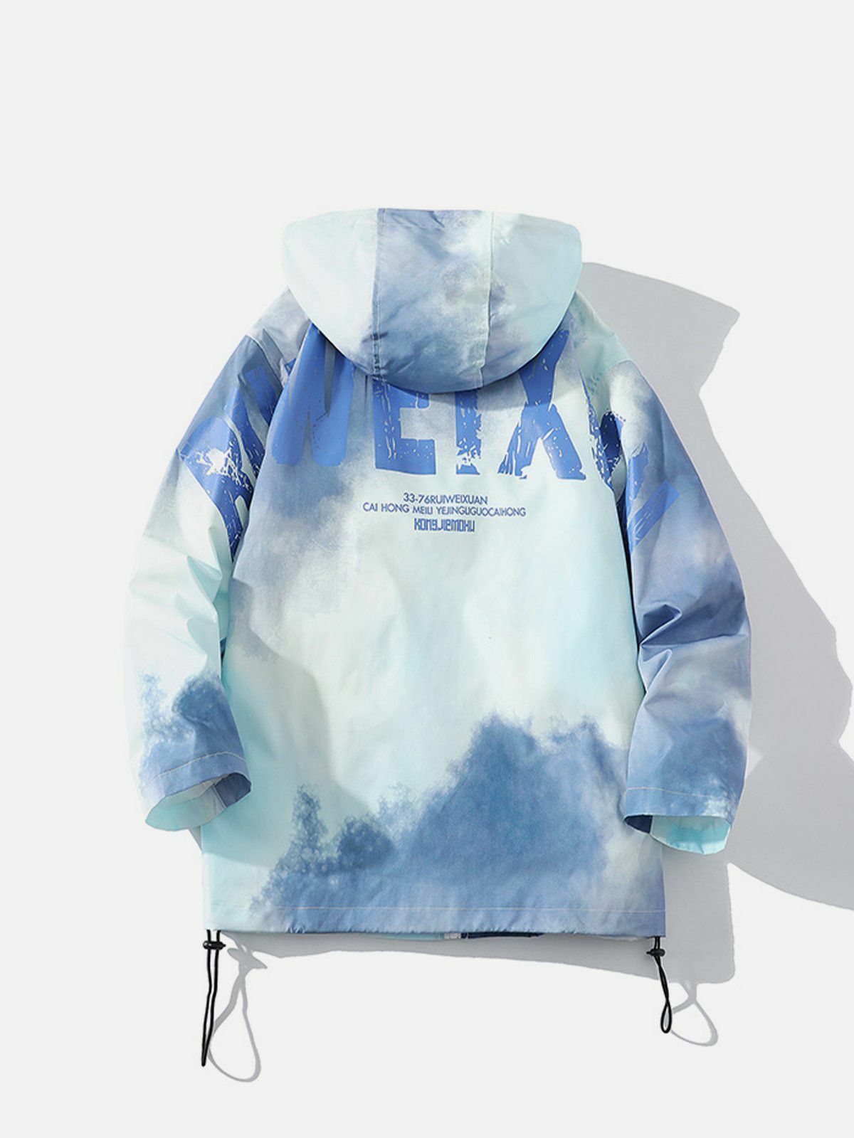 Y2K Tie-Dye Letter Print Hooded Jacket - Retro 90s Grunge Summer Outfit for Women