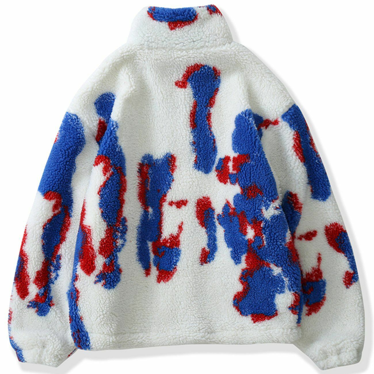 Y2K Tie Dye Sherpa Jacket - Retro 90s Grunge Style for Summer Parties & Outfits