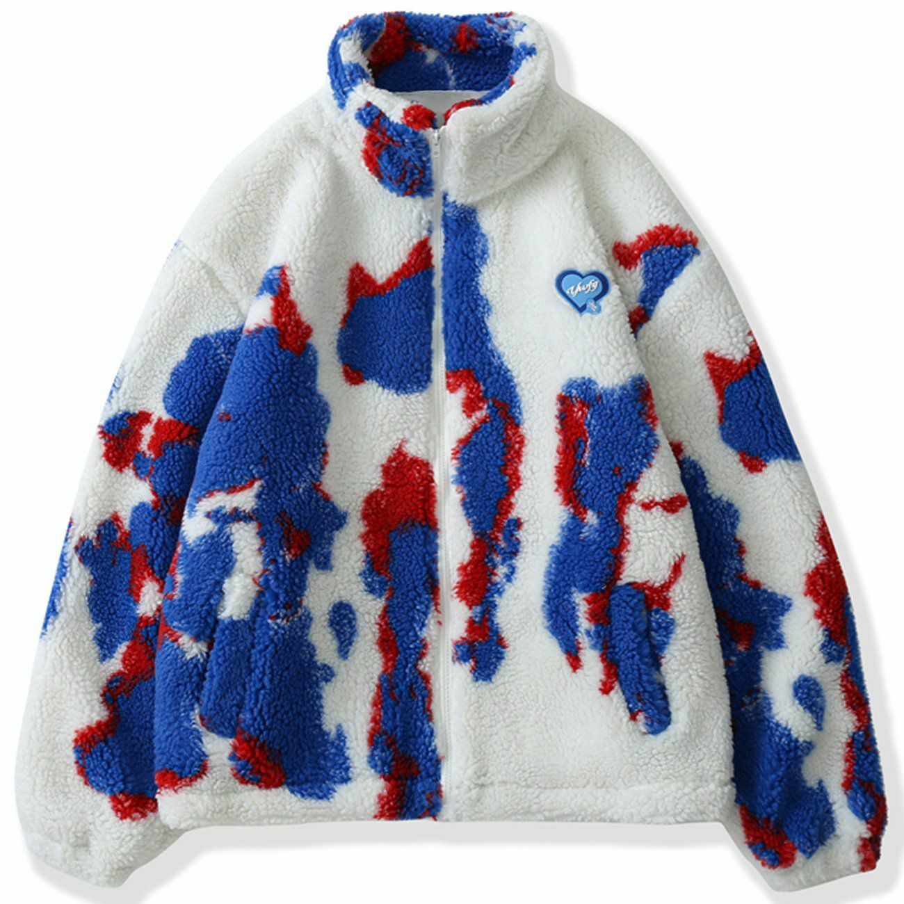 Y2K Tie Dye Sherpa Jacket - Retro 90s Grunge Style for Summer Parties & Outfits