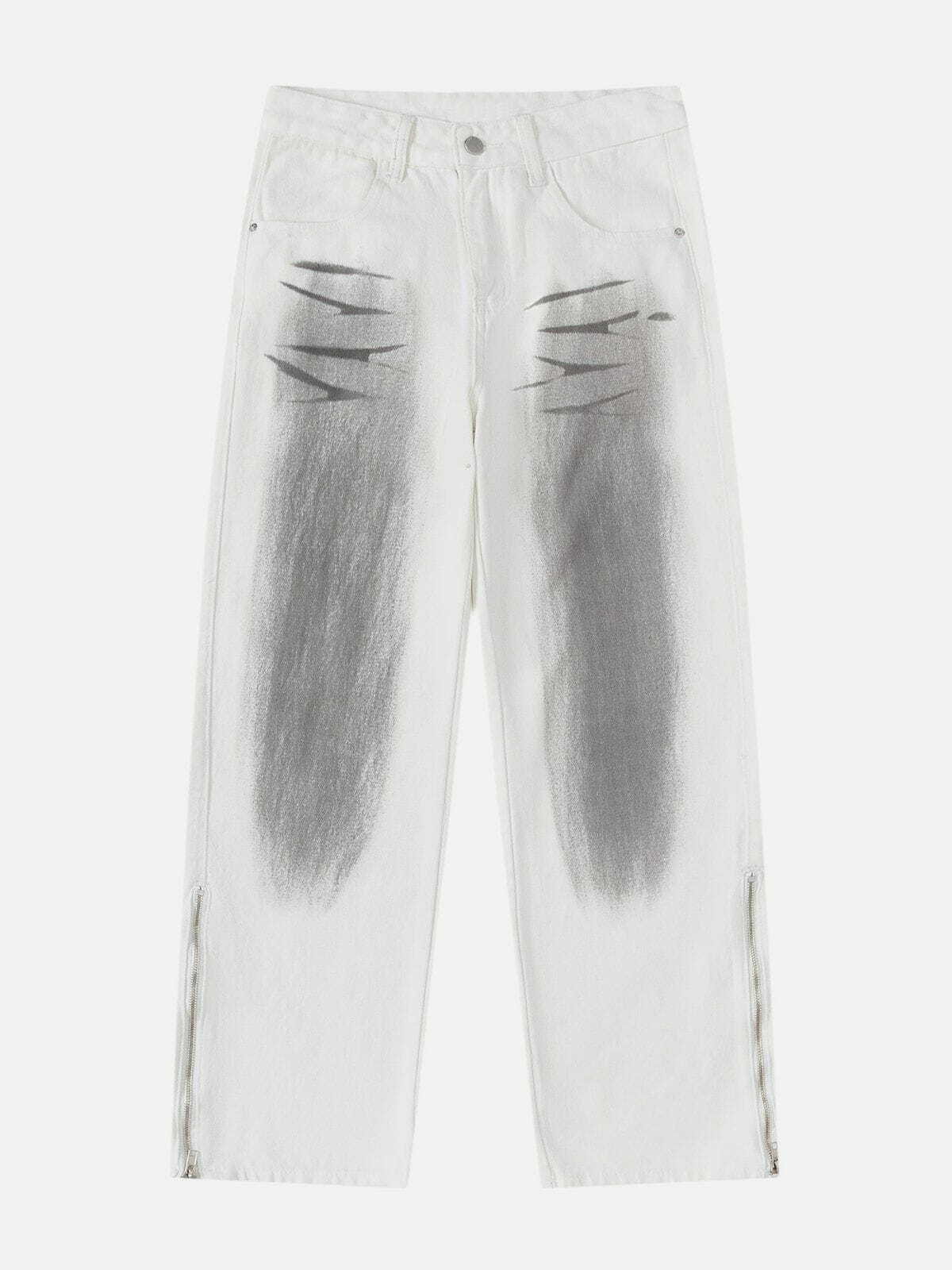 Y2K Tie Dye Slit Leg Jeans - Retro 90s Grunge Outfit for Summer Parties & Festivals