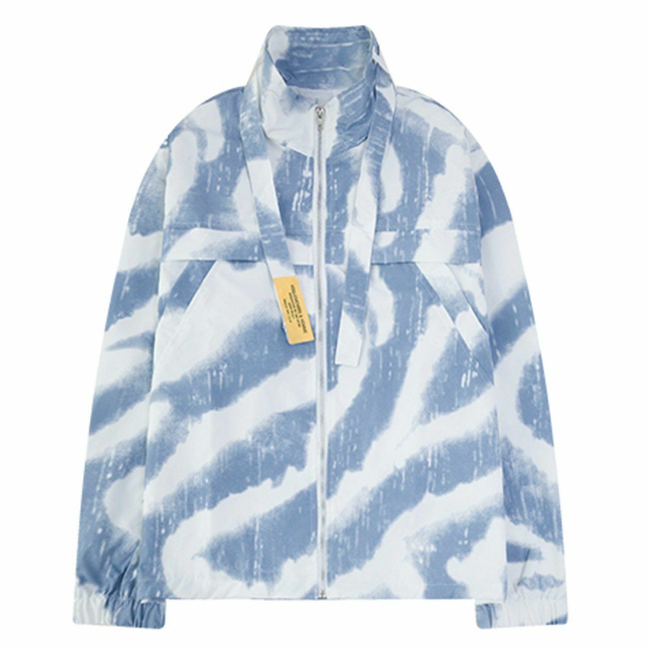 Y2K Tie-Dye Stand-Collar Jacket - Retro 90s Grunge Summer Outfit for Y2K Vibes