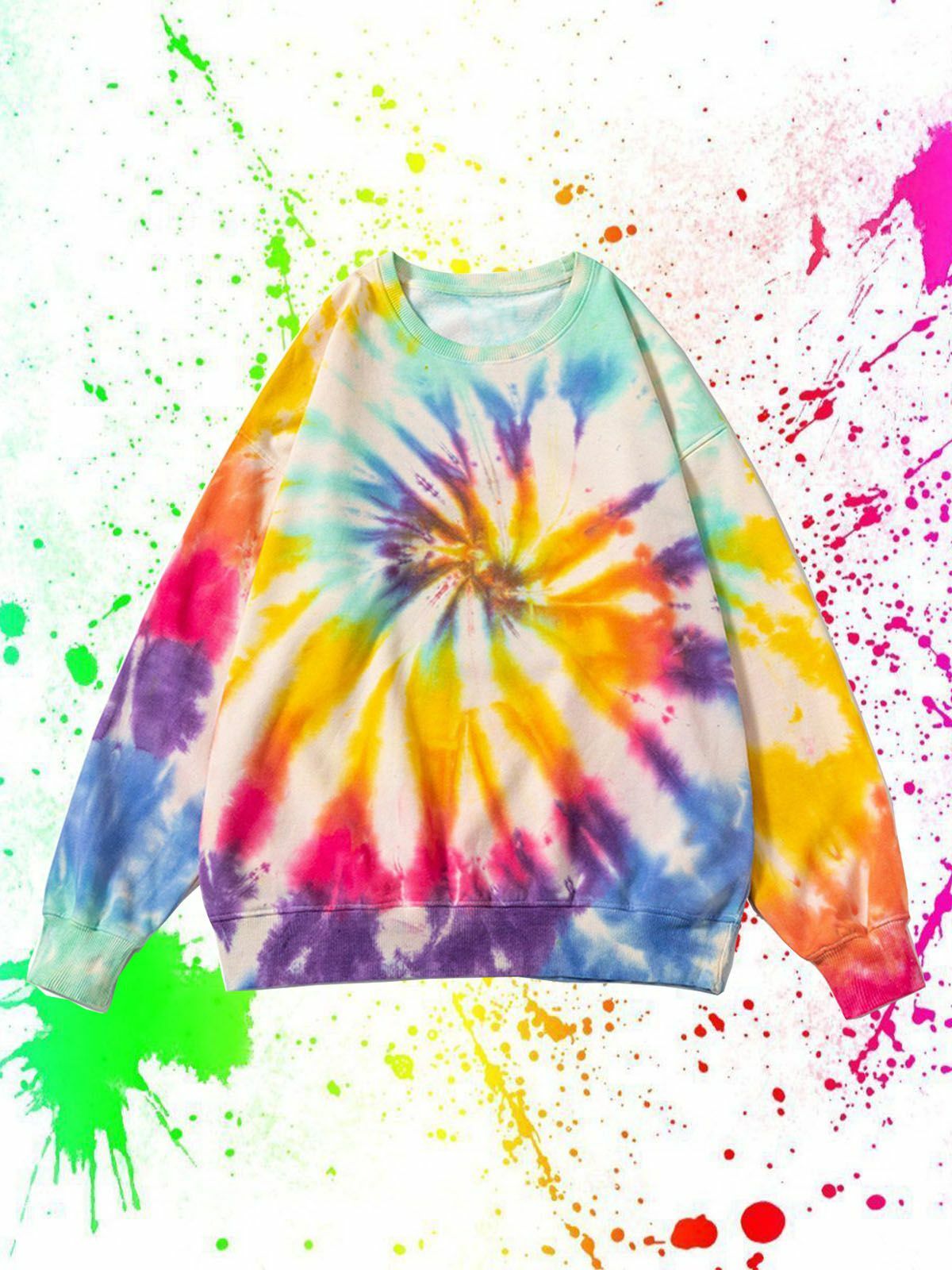 Y2K Tie Dye Sweatshirt - Retro 90s Grunge Top for Summer Outfits & Party Vibes