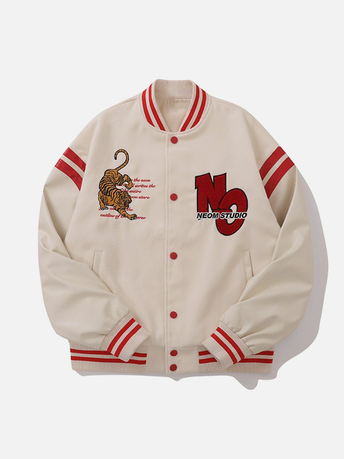 Y2K Tiger Embroidery Varsity Jacket - Retro 90s Grunge Outfit for Summer Parties