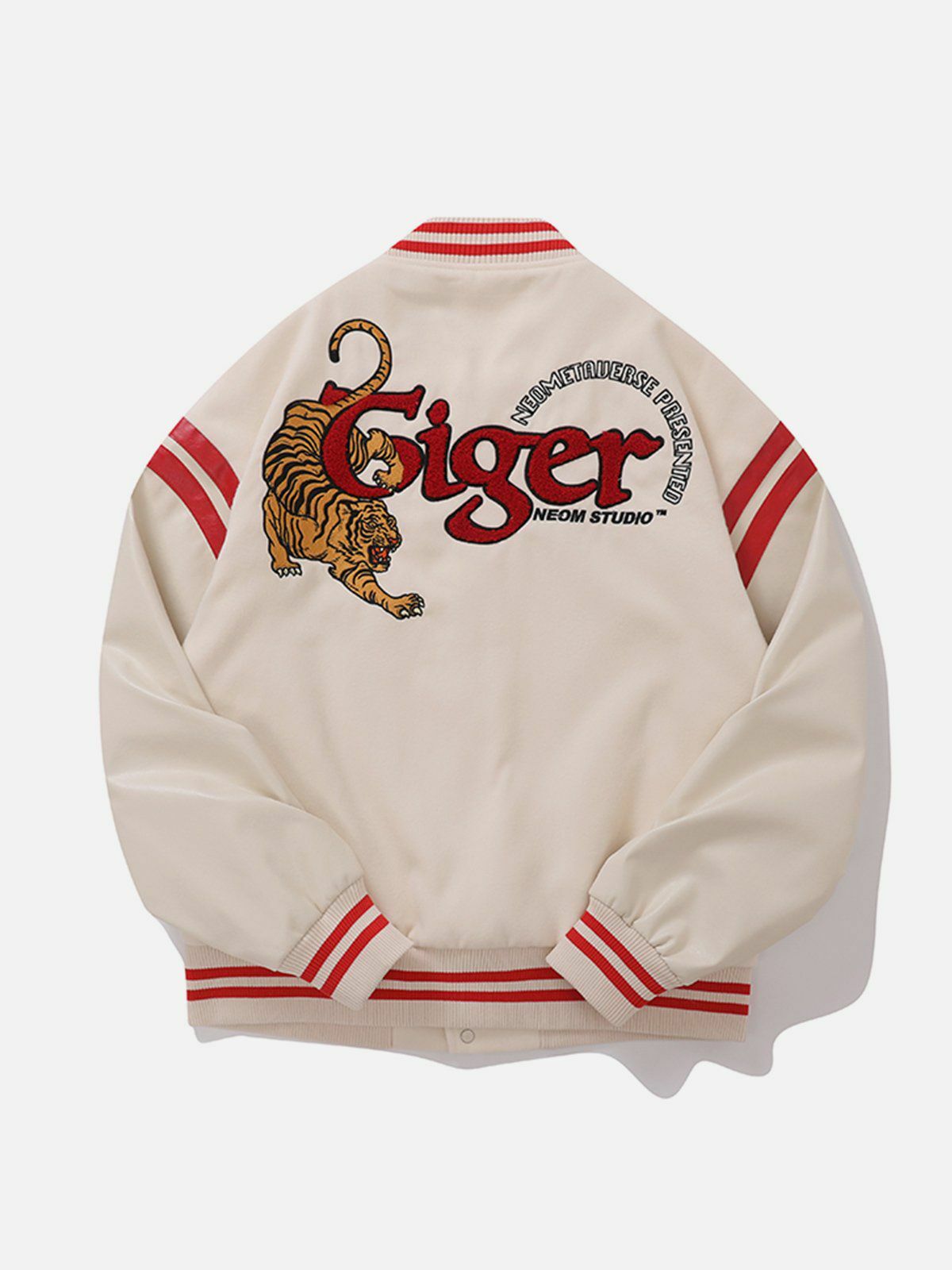 Y2K Tiger Embroidery Varsity Jacket - Retro 90s Grunge Outfit for Summer Parties