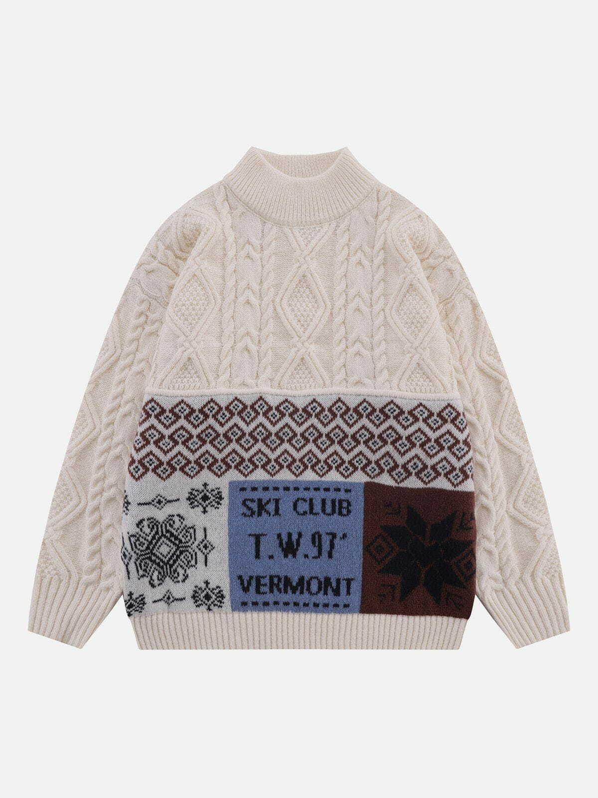 Y2K Twist Knit Sweater - Retro 90s Grunge Top for Summer Outfits & Party Looks