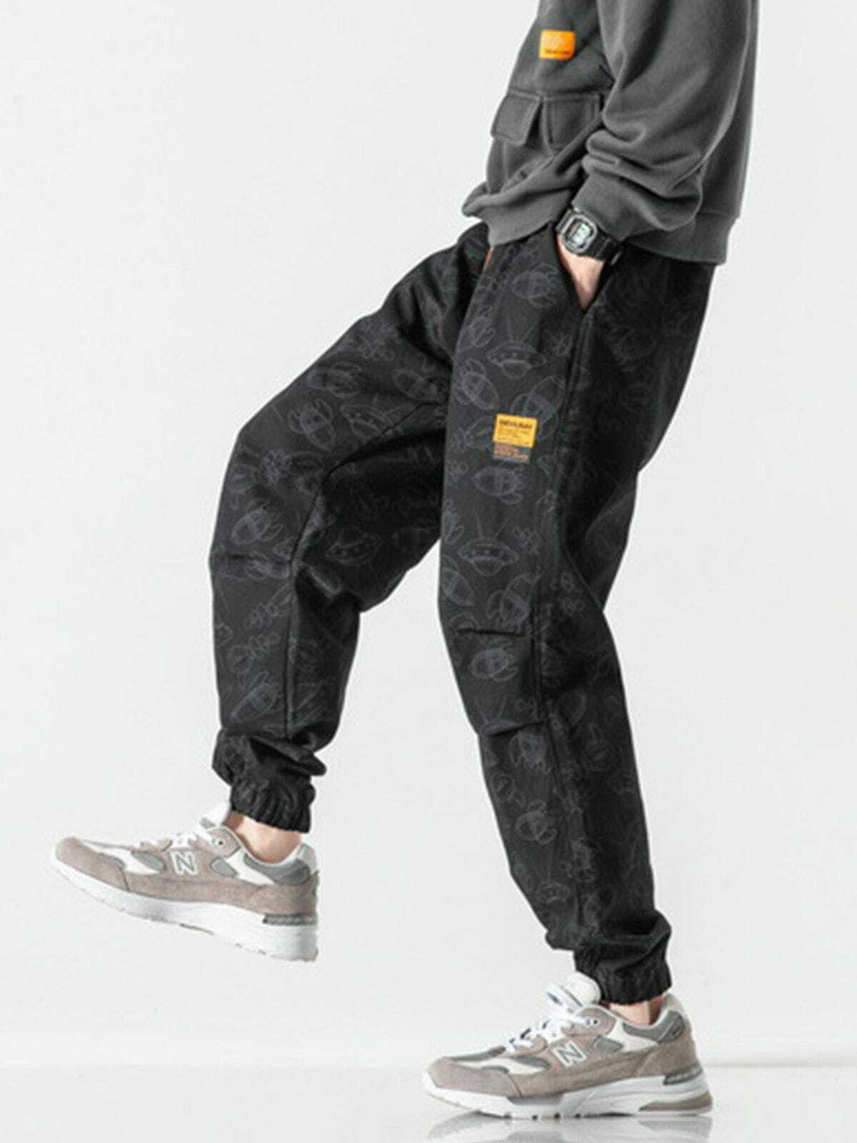 Y2K UFO Pattern Pants - Retro 90s Grunge Outfit for Summer Parties & Clubbing