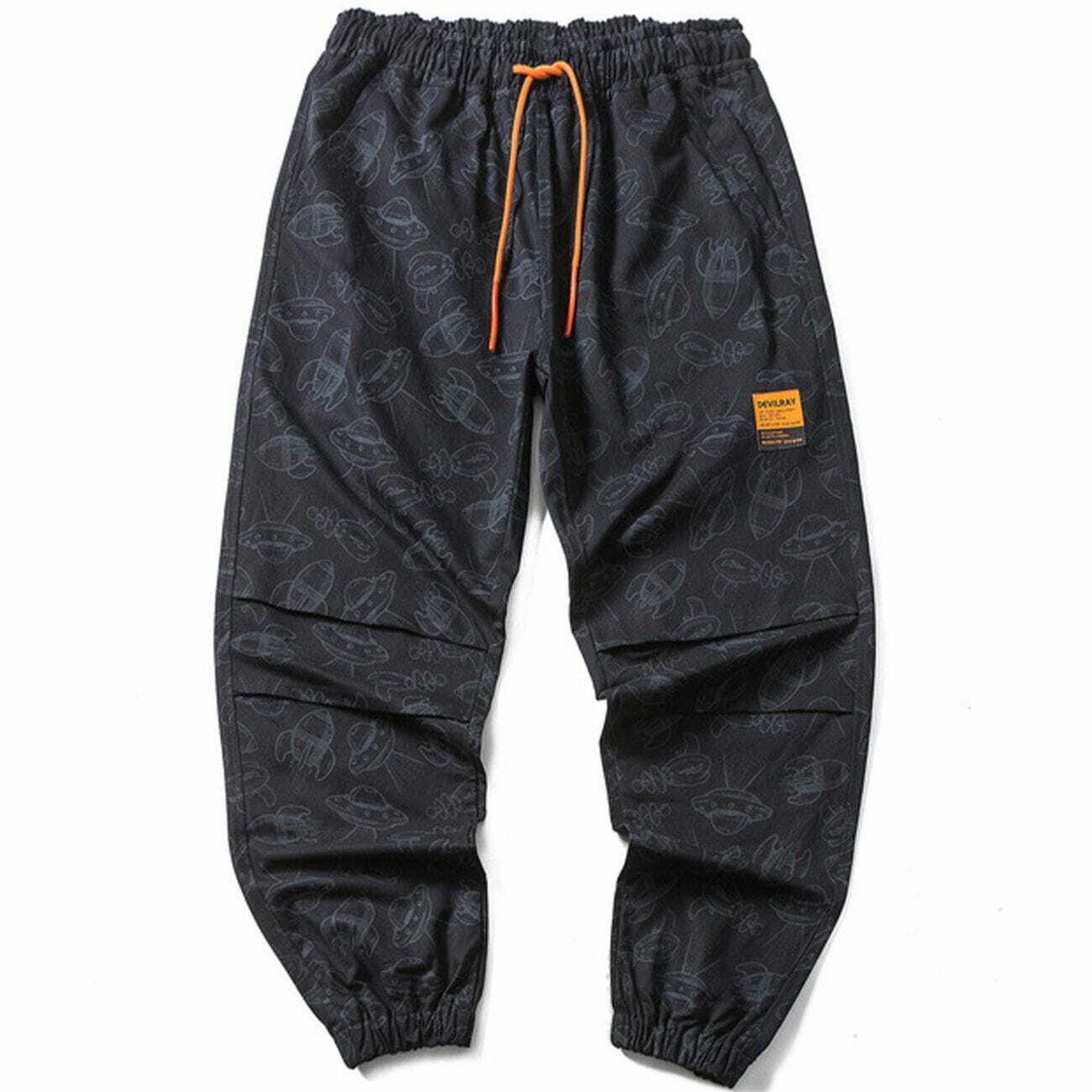 Y2K UFO Rocket Print Sweatpants - Retro 90s Grunge Outfit for Summer Parties & Festivals