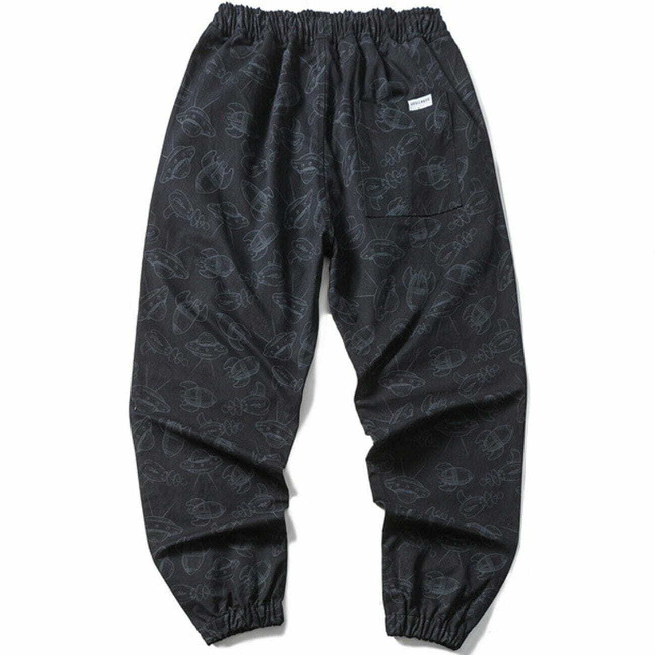 Y2K UFO Rocket Print Sweatpants - Retro 90s Grunge Outfit for Summer Parties & Festivals