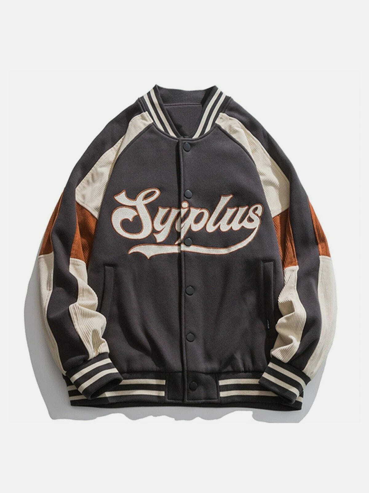 Y2K Varsity Jacket with Letter Printing & Stitching - Retro 90s Grunge Summer Outfit