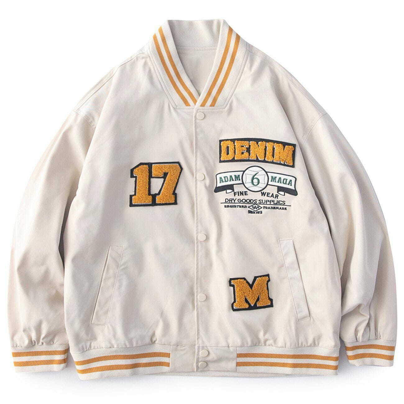 Y2K Varsity Jacket with Towel Embroidery - Retro 90s Grunge Style for Summer Outfits