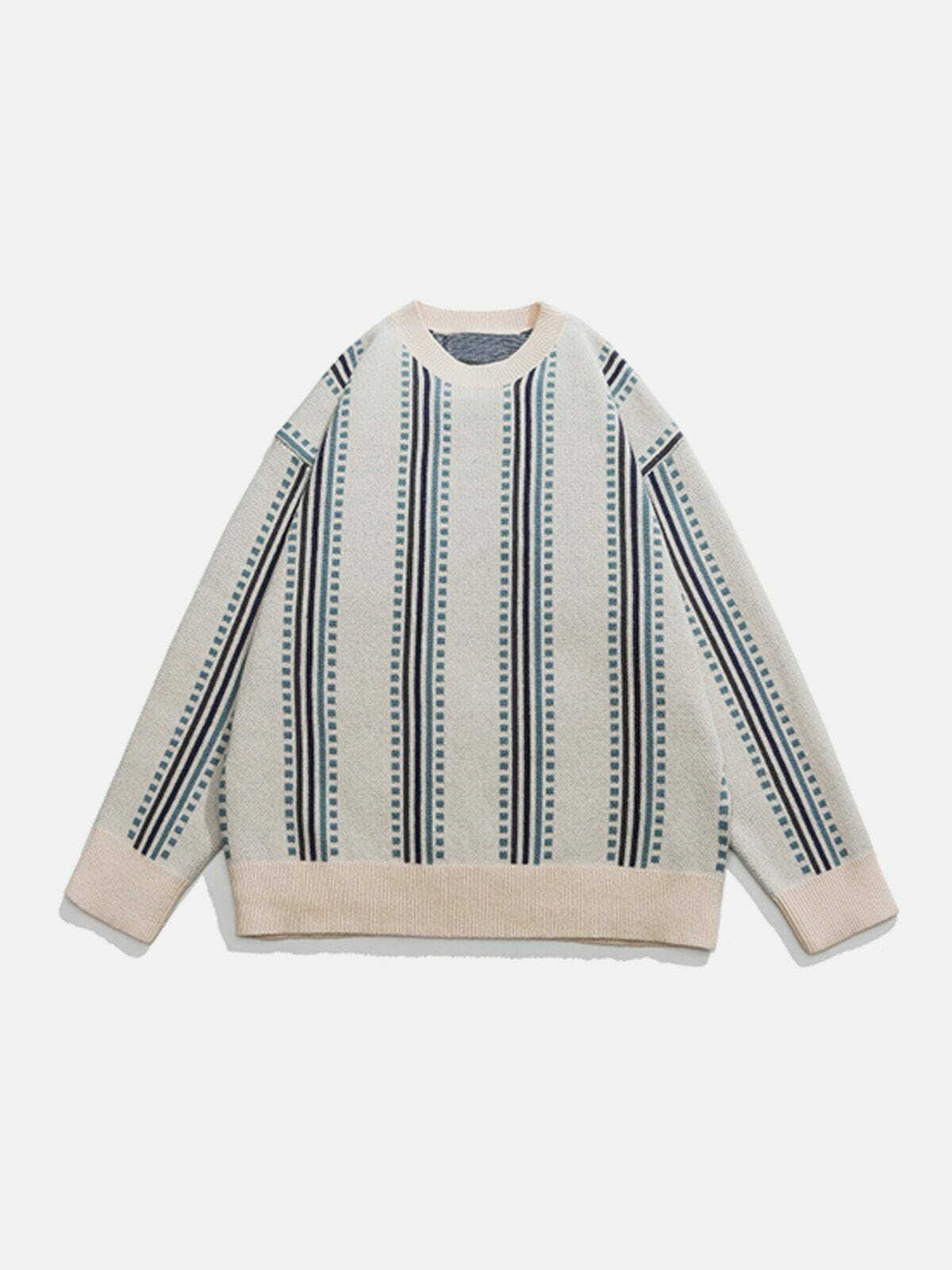 Y2K Vertical Stripe Knit Sweater - Retro 90s Grunge Top for Summer Party Outfits