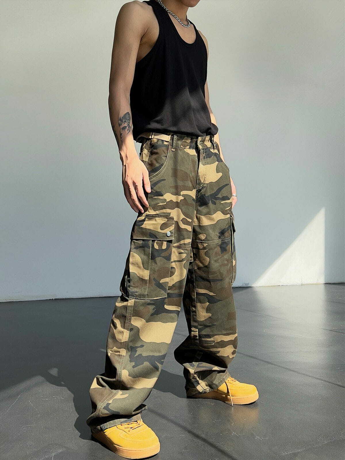 Y2K Vintage Camouflage Cargo Pants - Retro 90s Grunge Outfit for Summer Parties & Festivals