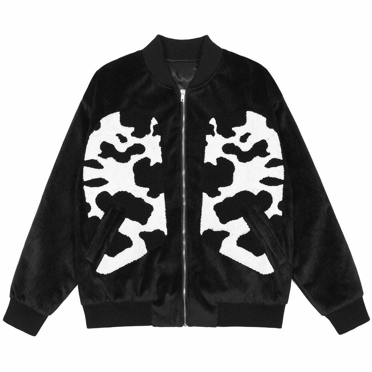 Y2K Vintage Cow Print Jacket - Grunge 90s Style Outerwear for Summer Parties & Festivals