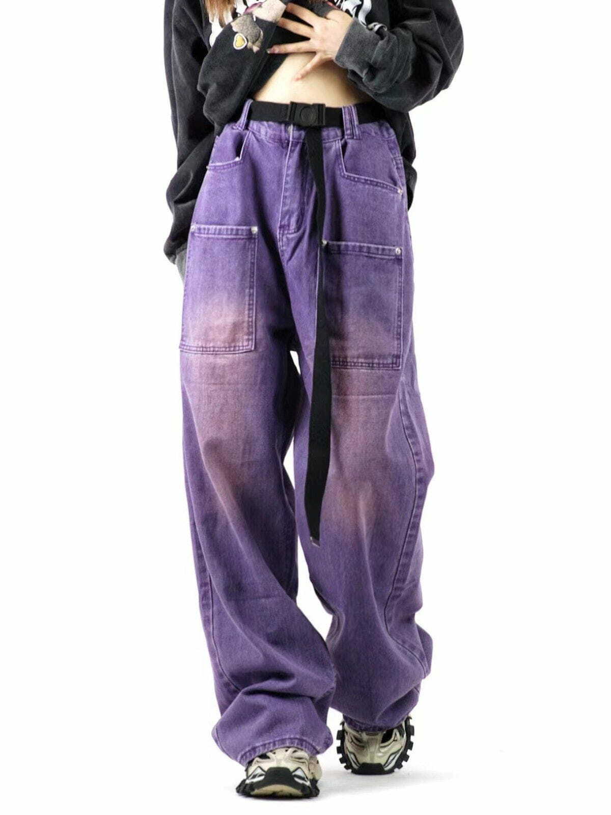 Y2K Vintage Distressed Large Pocket Jeans - Retro 90s Grunge Outfit Essential