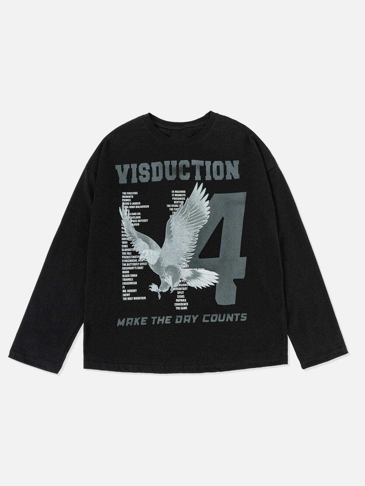 Y2K Vintage Eagle Print Sweatshirt - Retro 90s Grunge Style for Summer Outfits