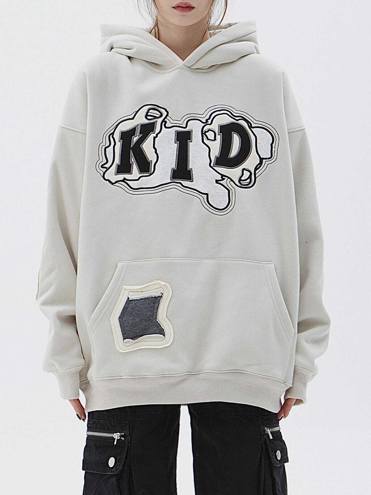 Y2K Vintage Embroidery Letter Hoodie - Retro 90s Grunge Style for Summer Outfits