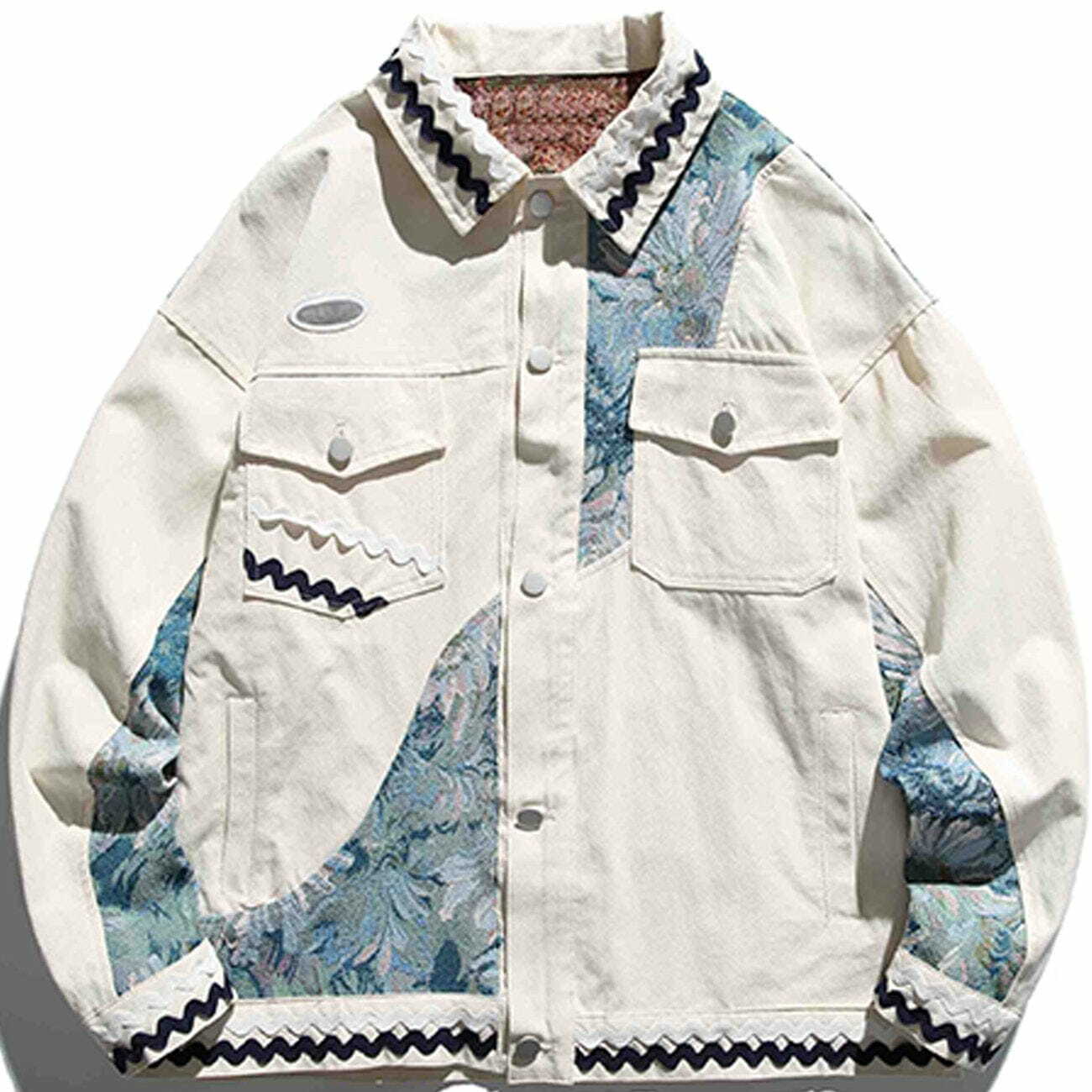 Y2K Vintage Embroidery Patchwork Jacket - Retro 90s Grunge Outfit for Summer Parties