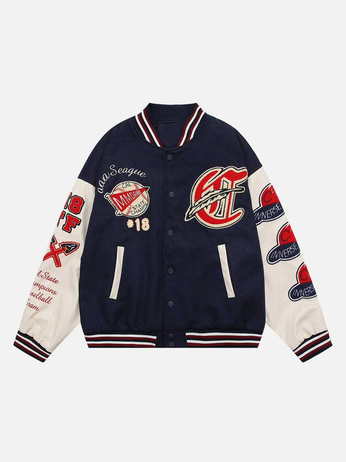 Y2K Vintage Flock Print Varsity Jacket - Retro 90s Grunge Style for Summer Outfits