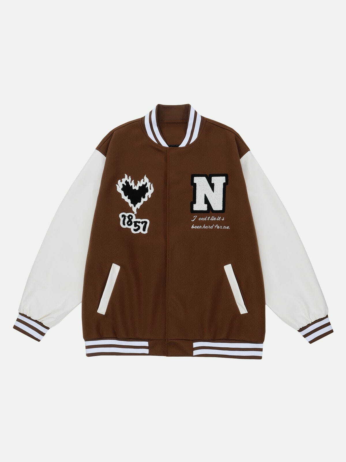 Y2K Vintage Flocked Letters Varsity Jacket - Retro 90s Grunge Style for Summer Outfits