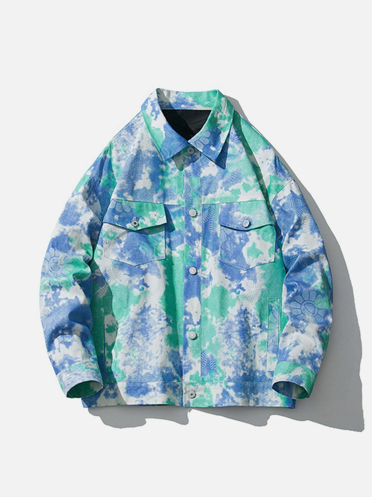 Y2K Vintage Floral Tie Dye Jacket - Retro 90s Grunge Summer Outfit for Y2K Vibes