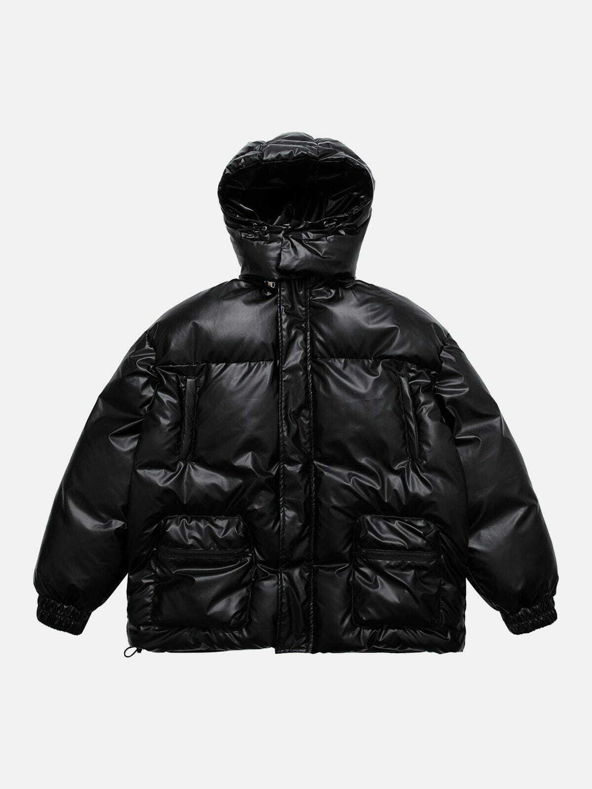 Y2K Vintage Glossy Winter Coat - Retro 90s Grunge Style for Y2K Fashion Lovers