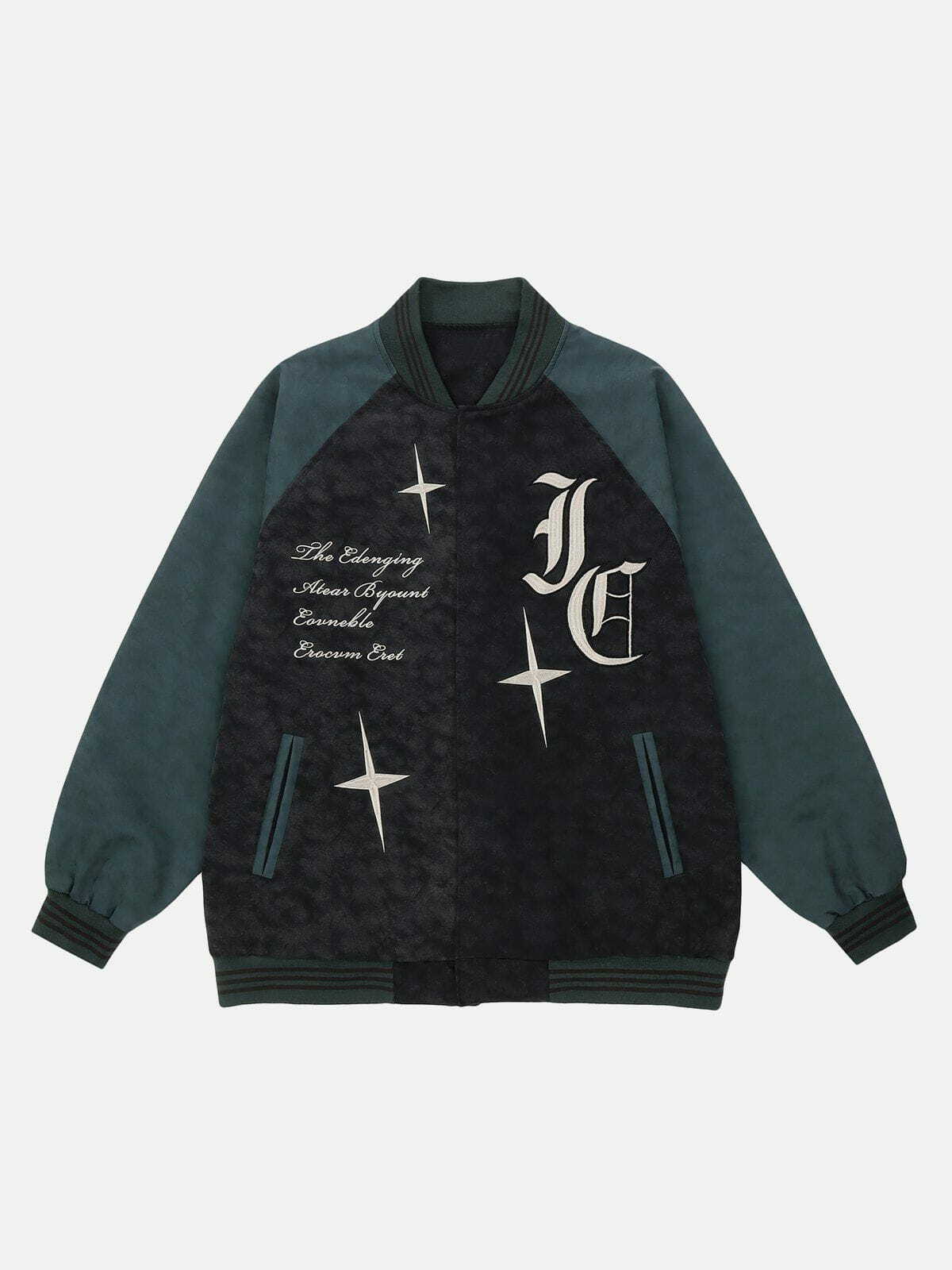 Y2K Vintage Gothic Varsity Jacket - Retro 90s Grunge Style for Summer Outfits & Parties